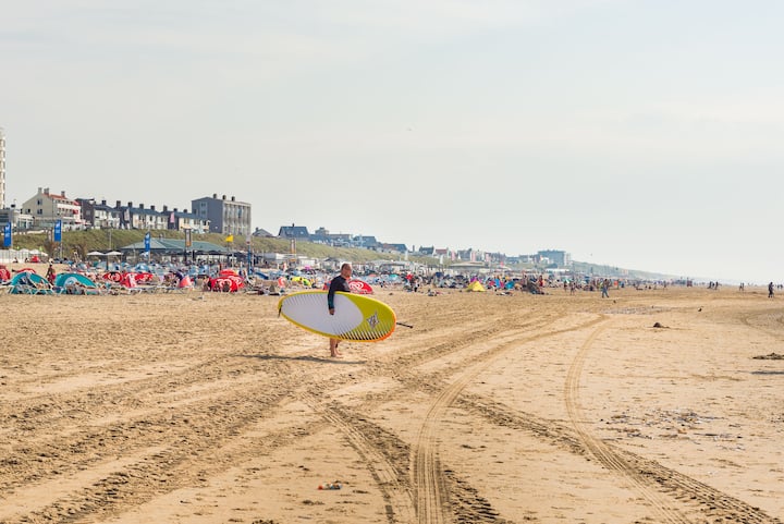 Surfer on Zandvoort beach